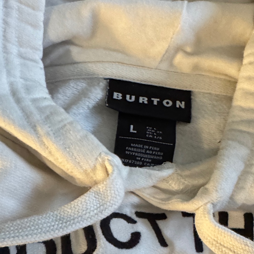 Burton White Hoodie with Black Text - Picture 6 of 8